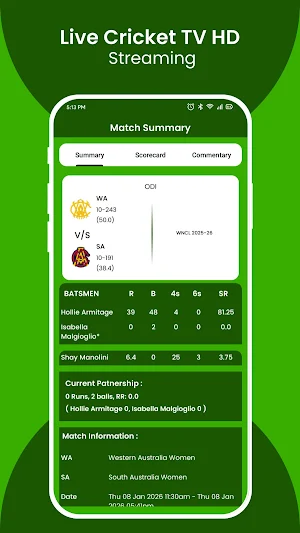 Live Cricket TV HD Streaming Screenshot 0
