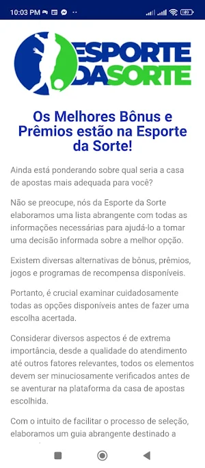 Esporte da Sorte Screenshot 1