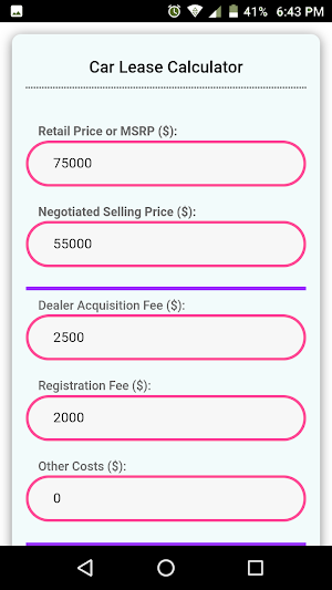 Car Lease Calculator Screenshot 0
