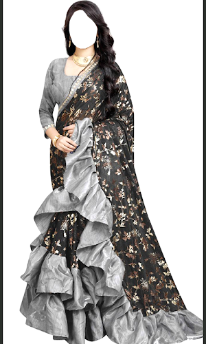 Women Ruffle Saree Photo Suit Screenshot 0