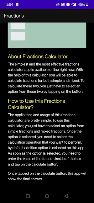 Fractions Calculator Screenshot 1