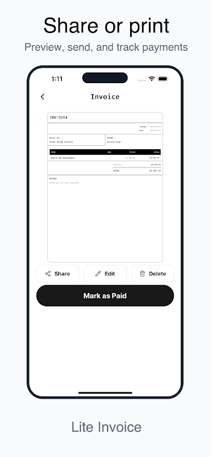 Lite Invoice: Simple Invoicing Screenshot 3
