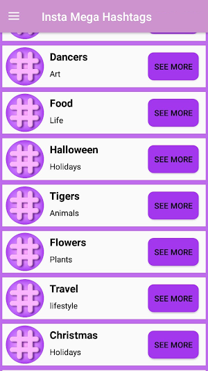 Hashtags By Category (English) Screenshot 1