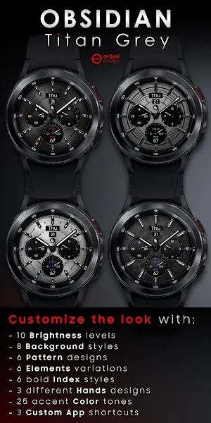 OBSIDIAN Titan Grey watch face Screenshot 1
