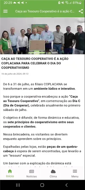 App do Cooperado COPLACANA Screenshot 1