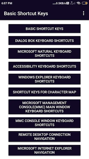 Basic Shortcut Keys Screenshot 1