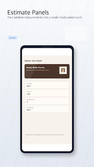 Curtain Size Quick Screenshot 1