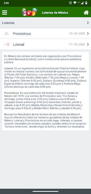 Loterías de México Screenshot 1