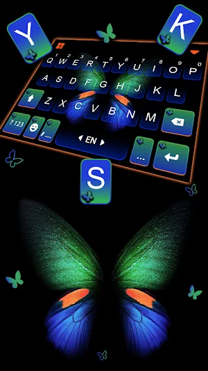 Neon Glow Butterfly Keyboard Background Screenshot 1