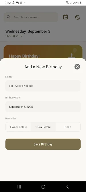 Birthday Reminder Screenshot 3