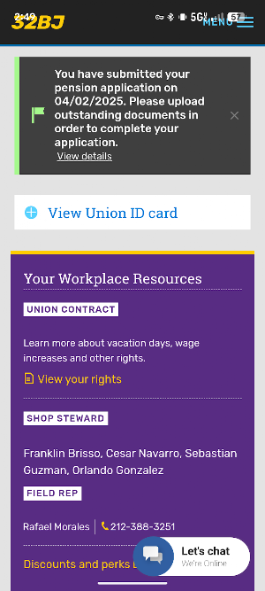 32BJ Member Portal Screenshot 1