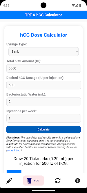 TRT & hCG Calculator Screenshot 2