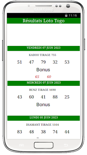 Résultats Loto Togo Screenshot 2