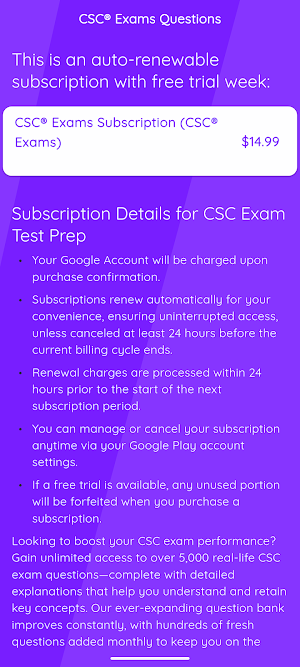 CSC Mock Exams Screenshot 2