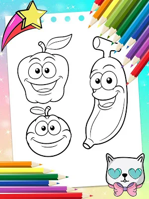 Fruits Coloring Book - Food Drawing Book For Kids screenshot 1