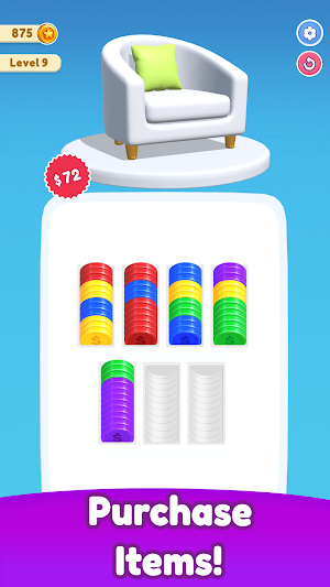 Coin Sort Decor - Puzzle Game Screenshot 1