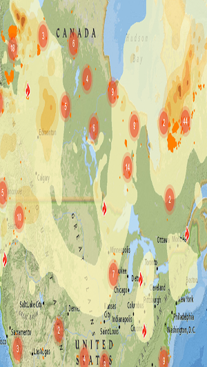 Fire Smoke Map Canada USA Screenshot 0