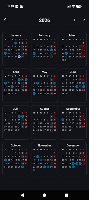 US Calendar 2026 Screenshot 3