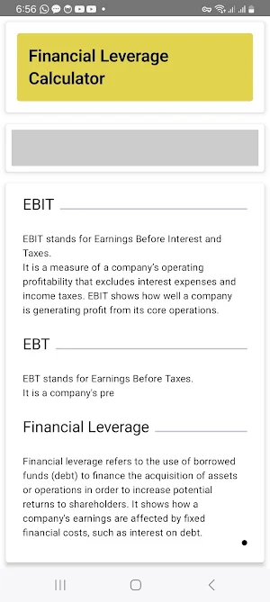 Financial Leverage Calculator Screenshot 1