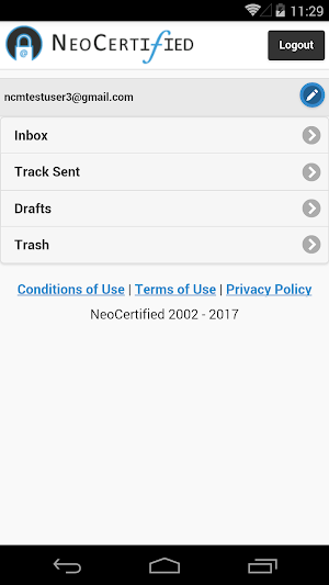 NeoCertified Secure Email Screenshot 1