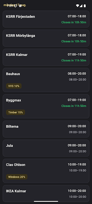 Opening Times - Stores Screenshot 0