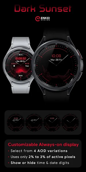 Dark Sunset hybrid watch face Screenshot 3
