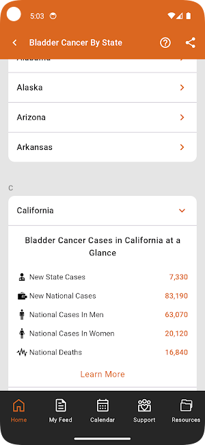 BCAN Bladder Cancer App Screenshot 3
