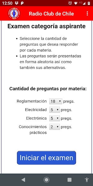 Exámenes radioaficionado Radio Club de Chile CE3AA Screenshot 2