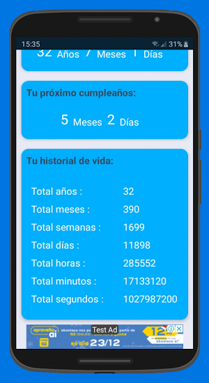 Calculadora de edad Screenshot 2