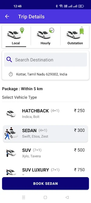 Kriyon Vaganam - Taxi Booking Screenshot 2