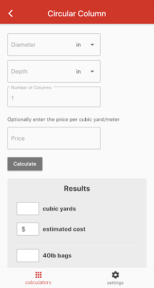 Concrete Calculator Screenshot 2