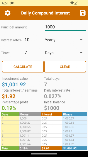 Daily Compound Interest Screenshot 2