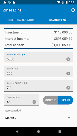 ZinsesZins - Yield calculator Screenshot 1