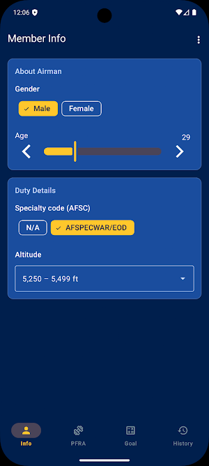 Air Force Fitness Calculator Screenshot 0