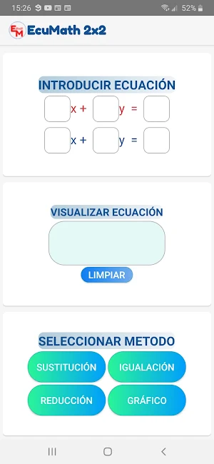 EcuMath 2x2 - Linear Equations 2x2 step by step Screenshot 0