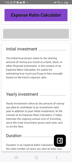 Expense Ratio Calculator Screenshot 2