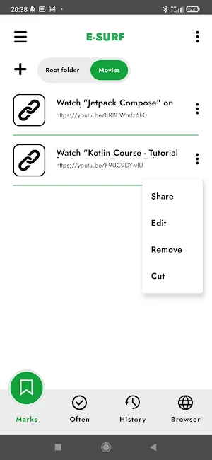 Bookmark manager E-Surf Screenshot 1