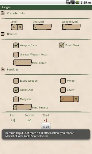 Ranger Attack Calculator Screenshot 1
