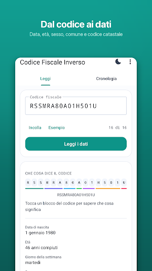 Codice Fiscale Inverso Screenshot 1