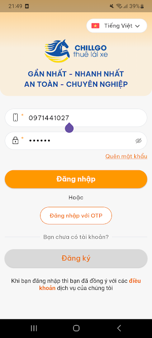 ChillGo - Thuê tài xế lái hộ Screenshot 0