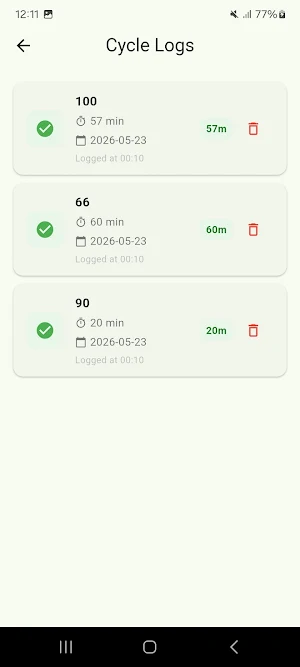 Irrigation Cycle Log Screenshot 2