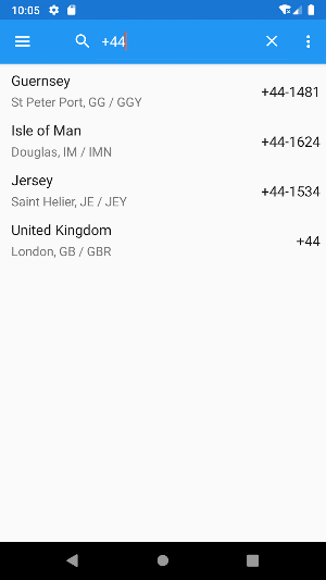 Country Phone Codes Screenshot 1