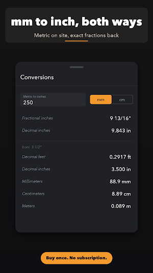 Tape Calc: Feet Inch Fraction Screenshot 3
