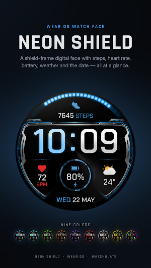 Neon Shield Watch Face Screenshot 0