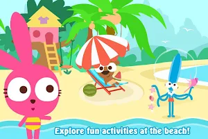 Purple Pink Summer Beach-Kids Party Education App Screenshot 3