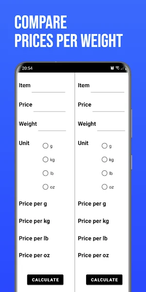 Calculator Weight Price Screenshot 0