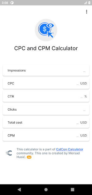 CPC and CPM Calculator Screenshot 0