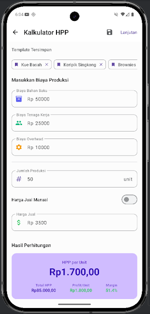 MarginPro: Hitung HPP & Profit Screenshot 1