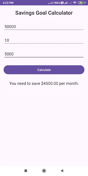 Savings Goal Calculator Screenshot 2