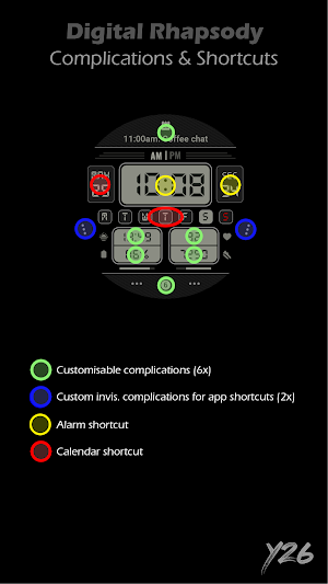Y26 Digital Rhapsody WatchFace Screenshot 3